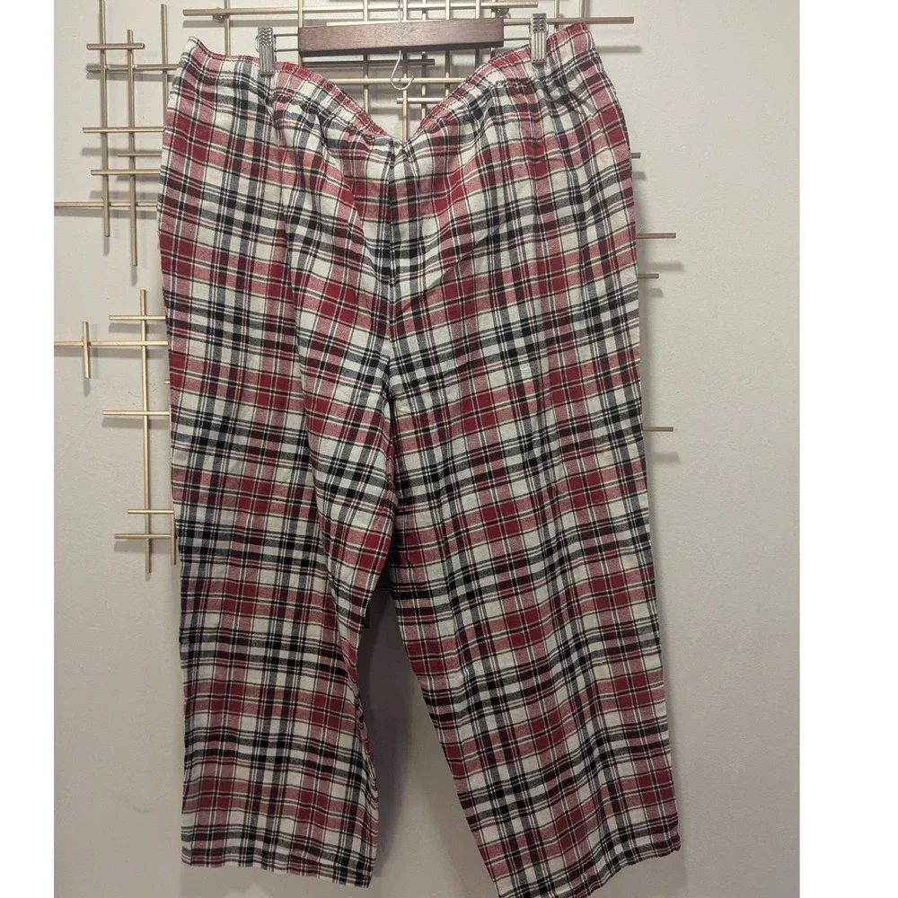 Disney Mickey Mouse Classic Plaid Pajama Set‎ Women's Sz 1X 100% Organic Cotton